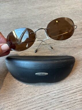 Silhouette Unisex Titanium Rimless Austrian Sunglasses Brown M 8561 6065 w/ case